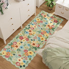 DUKINO 2x6 Runner Rug for Hallway, Washable Kitchen Rug with Non Slip Backing & Non-Shediing, Soft Low Pile Floral Design Runner for Bedroom, Kithchen, Living Room, Laundry, Bathroom, Green