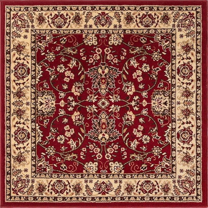 Unique Loom Sialk Hill Collection Area Rug - Washington (4' Square Burgundy/Cream)