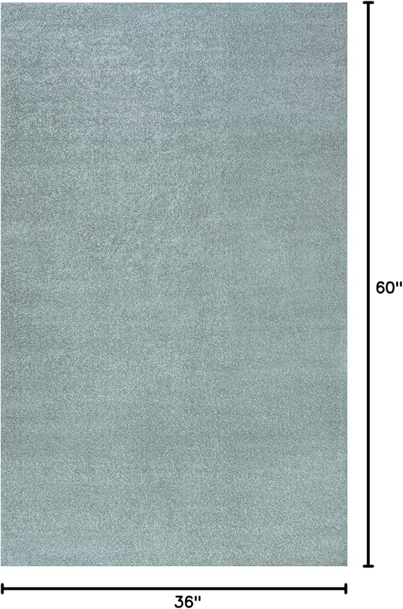 Eyely UES100S-3 Supersoft Haze Solid Low-Pile Indoor Area Rug Casual;Contemporary;Solid;Traditional, Bedroom, Kitchen, Living Room, Easy-Cleaning, Non-Shedding, 3 X 5, Light Blue