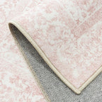 Pink Entryway Area Rug 2x3 Door Mat Machine Washable Kitchen Vintage Distressed Non Slip Carpet Indoor Retro Floral Accent Throw Small Rug for Bathroom Office Bedroom Dining Room