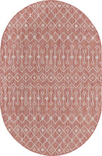 Unique Loom Outdoor Trellis Collection Area Rug - Tribal Trellis (5' 3" x 8' Oval, Rust Red/ Ivory)