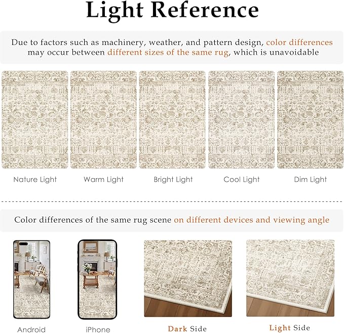 Light Brown Runner Rug 2'6"x12' Washable Carpet for Hallway Kitchen Vintage Distressed Non Slip Indoor Retro Floral Bedroom Accent Throw Long Rug Bathroom Office Laundry Dining Living Room