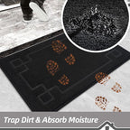 BEQHAUSE Door Mat 36" x 60", Non-Slip Door Mats Indoor Entryway Rugs Washable Low-Profile Absorbent and Stain Resist Floor Mats, Dog Door Mat for Front Back Door, Muddy Wet Shoes & Paws, Black