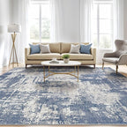 Area Rug Living Room Rugs: 5x7 Washable Large Abstract Modern Soft Stain Resistant Indoor Floor Non Slip Accent Carpet for Bedroom Nursery Playroom Dining Room Office Dorm Home House- Navy Grey