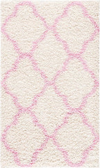 SAFAVIEH Dallas Shag Collection Accent Rug - 3' x 5', Ivory & Light Pink, Trellis Design, Non-Shedding & Easy Care, 1.5-inch Thick Ideal for High Traffic Areas in Foyer, Living Room, Bedroom (SGD257P)