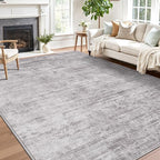 LUMI 5x8 Washable Low-Pile Area Rug for Living Room, Ultra Soft Modern Neutral Grey Rugs Non Slip with Rubber Backing, High Traffic, Stain Resistant Carpets, Ideal for Bedroom, Dining Room