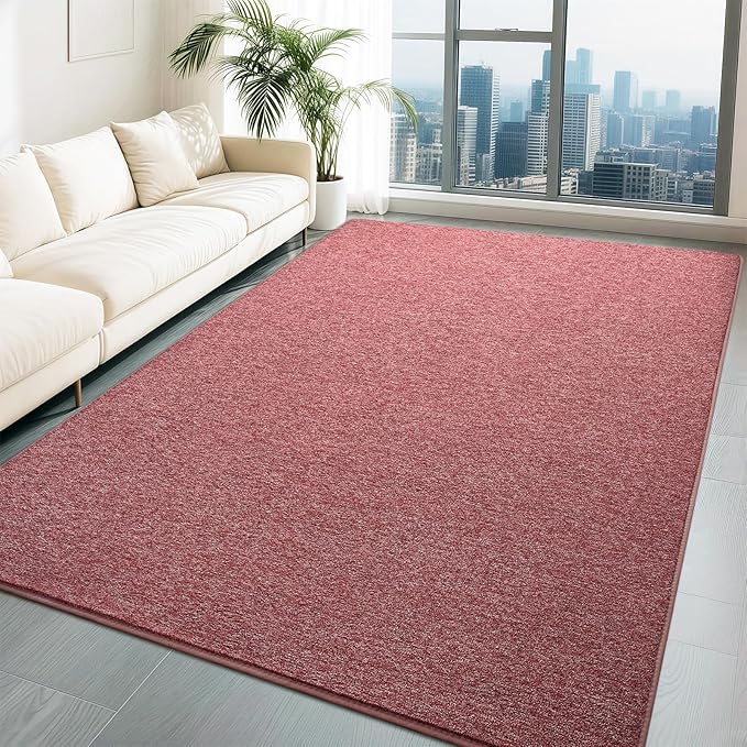 HQAYW 4x6 Area Rugs for Living Room Bedroom, Modern Thickened Memory Foam Soft Rug, Indoor Low Pile Minimalist Washable Non Slip Carpets for Kids Girls Boys Nursery Dorm Home Decor, Dark Red