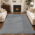 SHACOS Soft Fluffy High Low Pile Arch Pattern Area Rugs 5'3"x7'3" Non Slip Washable Modern Geometric Rug Stain Resistant Carpet for Living Room Bedroom Dining Room Nursery, Grey