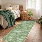 Olive Green Rug Runners for Hallways Non Slip Washable Neutral Abstract Minimalist Low Pile Floor Protector Carpet Hunter Green 3x8 Runner Rug for Laundry Room Kitchen