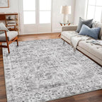 Area Rug 5'x7' Washable Rug Vintage Traditional Floor Cover Thin Retro Kitchen Indoor Distressed Non Slip Carpet for Living Room Bedroom Dining Room