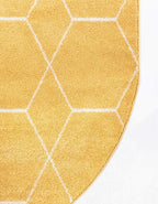 Unique Loom Trellis Frieze Collection Area Rug - Geometric (7' 10" x 10' Oval, Yellow/ Ivory)