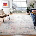 SAFAVIEH Area Rug 8x10 - Tulum Collection - Large - Ivory & Blue, Moroccan Boho Tribal Design, Non-Shedding & Easy to Clean, Ideal for Living Room, Bedroom, Dining Space (TUL272C)