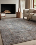 Kuden 9x12 Large Area Rug, Machine Washable Area Rug with Non-Slip Backing, Vintage Style, Soft, Easy Clean, Low Pile Rug for Living Room, Bedroom, Dining Room