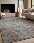 Kuden 9x12 Large Area Rug, Machine Washable Area Rug with Non-Slip Backing, Vintage Style, Soft, Easy Clean, Low Pile Rug for Living Room, Bedroom, Dining Room