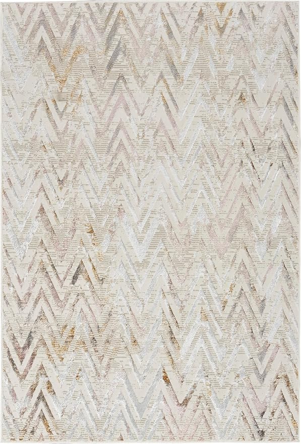 Nourison Home Glam Multicolor 3'11" x 5'11" Area Rug - Easy Clean, Non Shedding, Bed Room, Living Room, Dining Room, Kitchen (4' x 6')