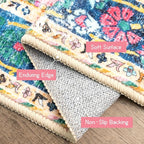 8x10 Area Rugs for Living Room Pink Boho Rug Vintage Rug Non-Slip Washable Low Pile Foldable Large Rugs for Bedroom Dining Room Indoor Floor Carpet
