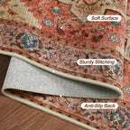 angsoo Vintage 2x3 Washable Rug for Entryway, Non Slip Small Indoor Front Door Rug, Print Distressed Door Mat Carpet, Soft Low Pile Rugs for Entrance Kitchen Bedroom Bathroom