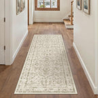 Taupe 2x6 Runner Rug Vintage Area Carpet Hallway Indoor Kitchen Washable Low Pile Traditional Distressed Retro Accent Throw Rug Non Slip for Laundry Bathroom Office