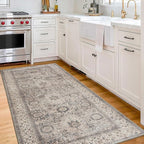 ReaLife Rugs Machine Washable Area Rug - Living Room Bedroom Bathroom Kitchen Entryway Office - Padded Low Pile Stain Resistant Premium - Boho Farmhouse Vintage - Paz - Beige Gray Ivory 2'6" x 10'