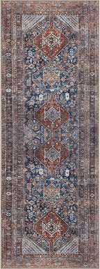 Keen Home Design 2x10 Rug - Machine Washable Runner Rug with Non-Slip Backing, Ideal for Hallway, Entryway, Kitchen, Laundry Room - Vintage, Easy Clean, Durable, Low Pile - (2'6" x 10')
