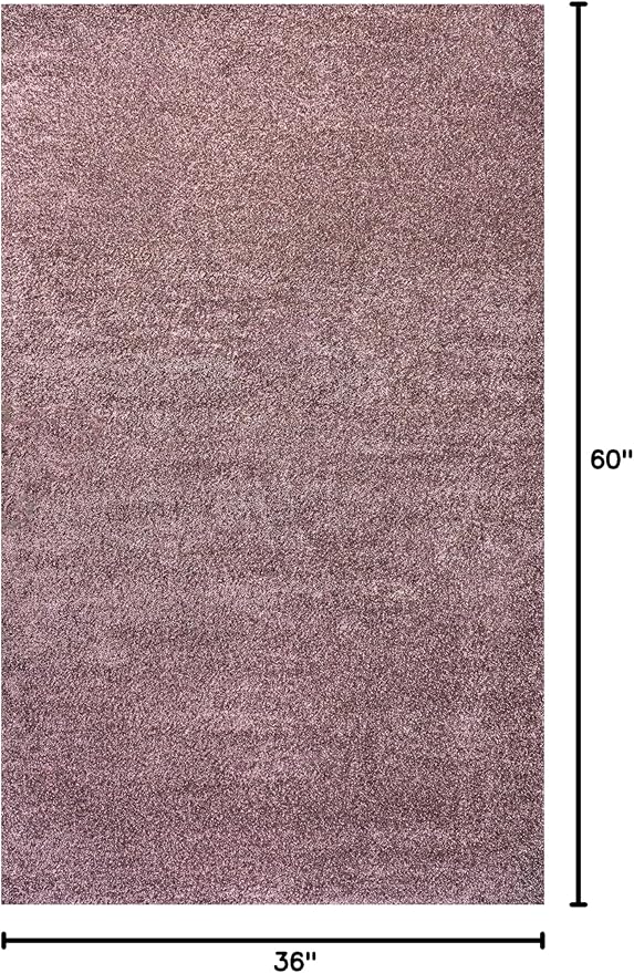 Eyely UES100R-3 Supersoft Haze Solid Low-Pile Indoor Area Rug Casual;Contemporary;Solid;Traditional, Bedroom, Kitchen, Living Room, Easy-Cleaning, Non-Shedding, 3 X 5, Light Purple