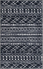 KUTA Moroccan Boho Entryway Rug, 2x3 Black Entrance Small Area Rug Non-Slip Washable, Ultra Soft Vintage Geometric Low-Pile Indoor Door Mat Floor Carpet for Kitchen
