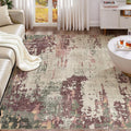 6x9 Area Rug Living Room Rugs - Washable Neutral Modern Abstract Soft Thin Rug Indoor Floor No Slip Rug Carpet for Bedroom Under Dining Table Home Office Decor - Purple/Green/Beige