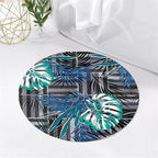 Round Area Rug 7ft - Abstract Palm Leaf Pattern, Non-Slip Machine Washable Low Pile Carpet for Bathroom, Living Room, Bedroom, Entryway, Durable Indoor Floor Mat