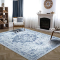 Bloom Rugs Washable Non-Slip 9' x 12' Rug - Gray/Blue Traditional Medallion Area Rug for Living Room, Bedroom, Dining Room, and Kitchen - Exact Size: 9' x 12'