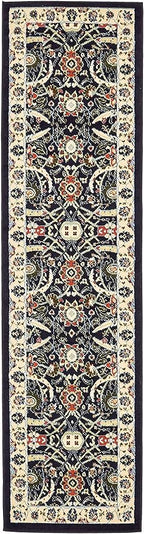 Unique Loom Espahan Collection Area Rug - Cape Cod (2' 2" x 8' 2" Runner, Navy Blue/ Black)