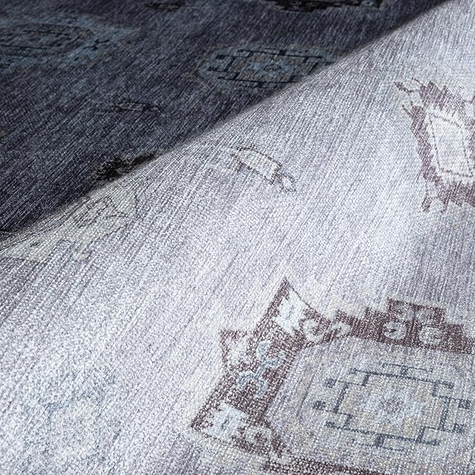Fame Rugs Turkish Rug. Washable Vintage Oriental Antique Inspired Traditional Doormat Small Modern Area Rugs Luxury Entryway Entry Bedroom Bathroom Kitchen (393VG, 4'9 x 6'9)