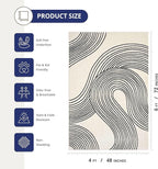 Abani Nuevo Beige Black Swirls Modern Area Rug 4' x 6' for Living Room, Bedroom - Abstract Design - Durable & Easy to Clean