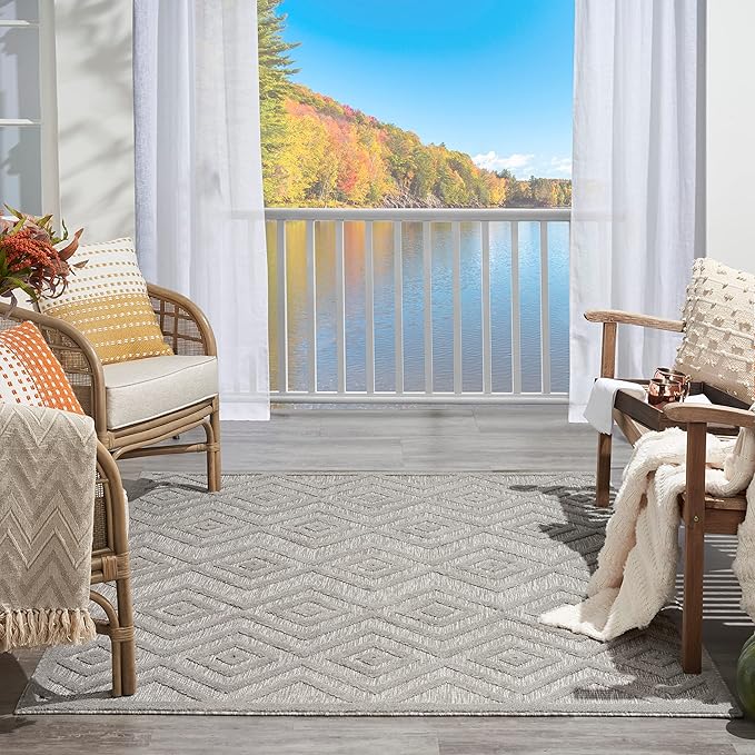 Nourison Home Versatile Silver Grey 4' x 6' Area Rug - Easy Clean, Non Shedding, Bed Room, Living Room, Dining Room, Kitchen (4' x 6')