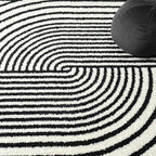 Abani Nuevo Collection Area Rug - Mid-Century Black and White Arch Knot Design - 6' x 9' - for Living Room, Bedroom & Office