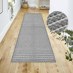 Grey Bathroom Rugs 24"x48"Non Slip Braided Bath Mat for Bathroom Floor Washable Boho Luxury Bath Rug for Tub Soft Vintage Absorbent Shower Sink Mat