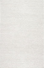 nuLOOM 8 Square Penelope Wool Braided Handmade Area Rug, Off White, Solid Rustic Farmhouse Style, For Bedroom, Living Room, Hallway, Entryway