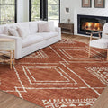 ReaLife Rugs Machine Washable Area Rug - Living Room Bedroom Bathroom Kitchen Entryway Office - Padded Low Pile Stain Resistant Premium - Moroccan Diamond Tribal - Jax - Orange 6' x 8'