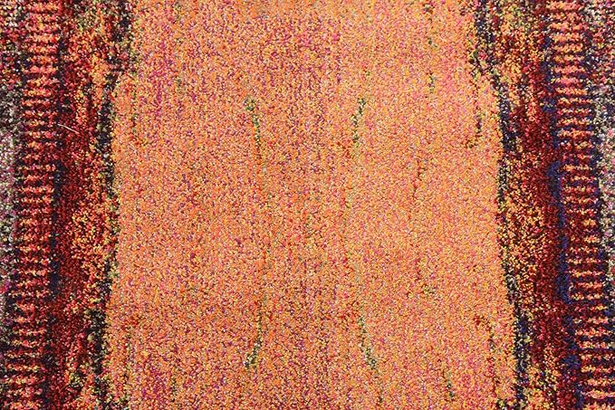 Unique Loom Estrella Collection Rustic, Distressed, Modern, Abstract Area Rug (3' 3 x 5' 3 Rectangular, Orange/Black)
