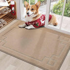 BEQHAUSE Door Mat 24" x 36", Non-Slip Door Mats Indoor Entryway Rugs Washable Low-Profile Absorbent and Stain Resist Floor Mats, Dog Door Mat for Front Back Door, Muddy Wet Shoes & Paws, Beige