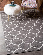 Rugs.com Lattice Frieze Collection Rug – 10' x 13' Dark Gray Medium Rug Perfect for Living Rooms, Large Dining Rooms, Open Floorplans