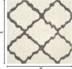 SAFAVIEH Dallas Shag Collection Area Rug - 4' Square, Ivory & Dark Grey, Trellis Design, Non-Shedding & Easy Care, 1.5-inch Thick Ideal for High Traffic Areas in Living Room, Bedroom (SGD257H)