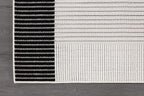 Modern Micro Loop Indoor Area Rugs for Living Room Bedroom Kitchen Geometric Striped Black-White 9x12 Luxury Durable Low and High Pile Non-Shedding Stain Resistant Soft Area Carpet 9 x 12