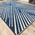 Alfa Rich 5x8 Geometric Navy Blue Off White Washable Area Rugs for Living Room Bedroom Cotton Rug