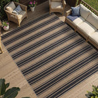 Striped Easy Jute Rug 6x9 Outdoor Rug Large Washable Rugs for Living Room Bedroom Non Slip Neutral Farmhouse Indoor Outdoor Carpet for Backyard Patio Office