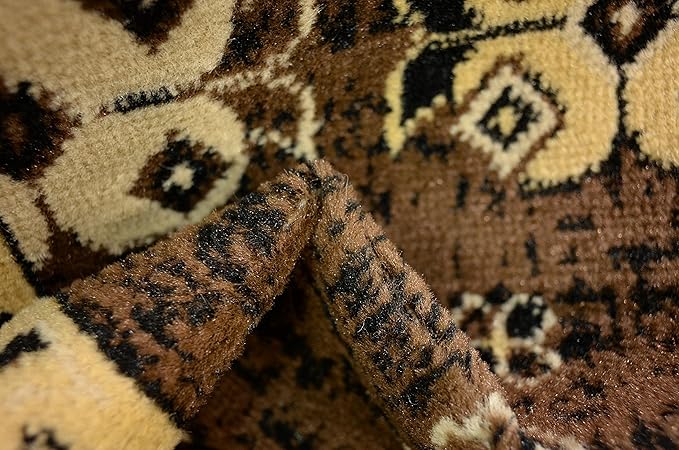 Unique Loom Taftan Collection Border Geometric Tribal Inspired Design Area Rug (8' 0 x 10' 0 Rectangular, Brown/ Tan)