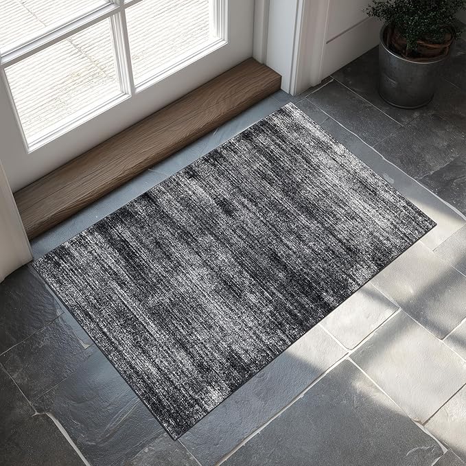 Black and White Rug for Bathroom Kitchen,Washable Non Slip Abstract Area Rugs for Entrway,2x3