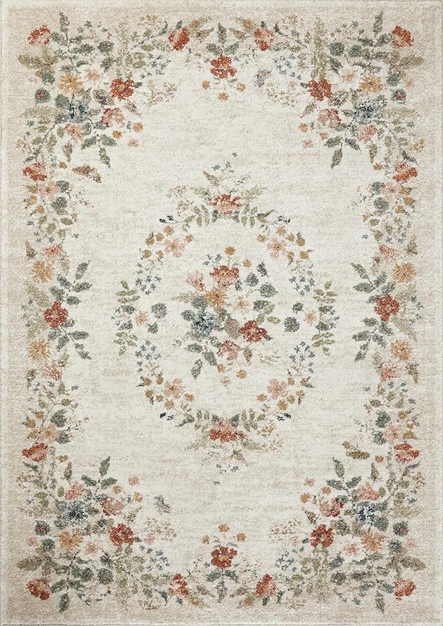 Loloi Rifle Paper Co. Laurel Collection LAU-01 Cream 9'-2" x 12'-2" Area Rug