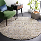 Safavieh Natura Collection Accent Rug - 3' Round, Ivory & Multi, Handmade Wool Blend, Textured Design, Ideal for Living Room, Bedroom, Dining Space (NAT620D)
