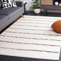 SAFAVIEH Melody Collection Accent Rug - 4' x 6', Ivory & Black, Stripe Design, Non-Shedding & Easy Care, Ideal for High Traffic Areas in Entryway, Living Room, Bedroom (MEL114A)