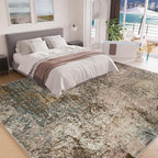 Arbosofe Modern Abstract Rug for Living Room, 8'x10' Washable Area Rug with Non-Slip Backing & Short Pile, Large Carpet with Abstract Pattern for Living Room Bedroom and Dining Floor Carpet Brown